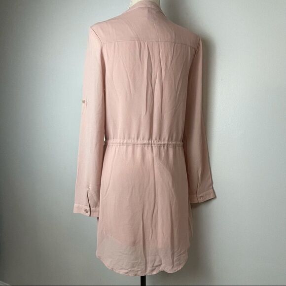 Streetwear Society Solid Pink V Neck along Sleeve Double Layered Mini Dress M - Picture 9 of 14